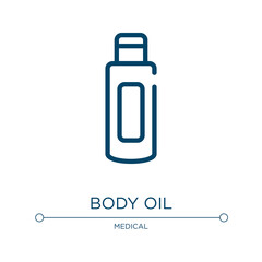 Body oil icon. Linear vector illustration from baby collection. Outline body oil icon vector. Thin line symbol for use on web and mobile apps, logo, print media.