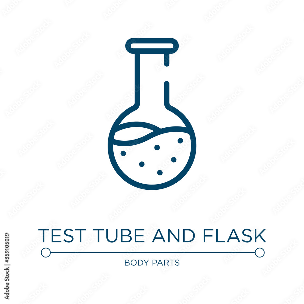 Poster test tube and flask icon. linear vector illustration from medicine and health collection. outline te