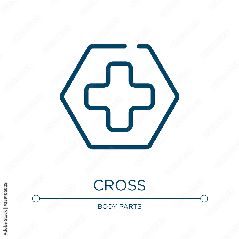 Poster red cross symbol icon. linear vector illustration from medicine and health collection. outline red c