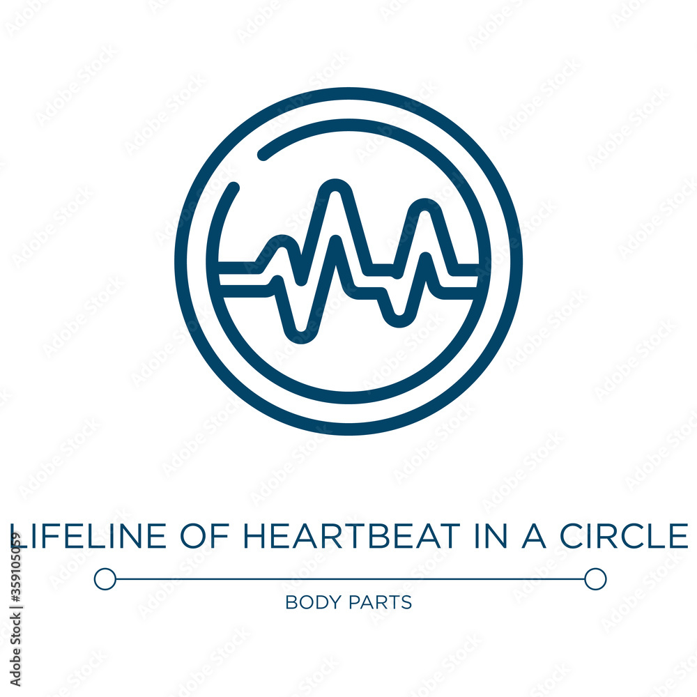 Poster lifeline of heartbeat in a circle icon. linear vector illustration from dentist collection. outline 