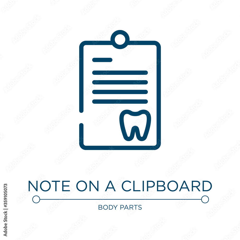 Aufkleber note on a clipboard icon. linear vector illustration from dentist collection. outline note on a clip