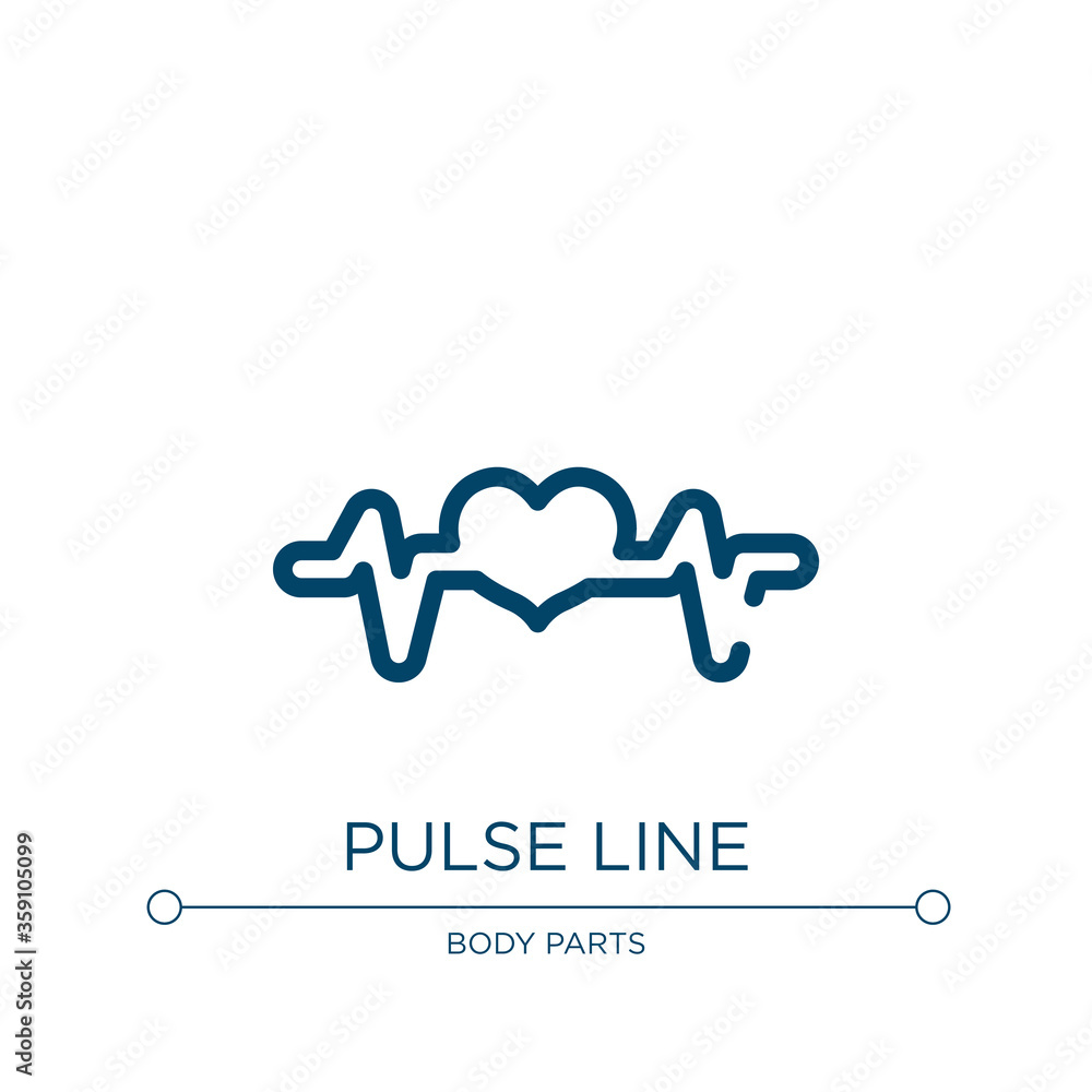 Poster Pulse line icon. Linear vector illustration from medical icons collection. Outline pulse line icon vector. Thin line symbol for use on web and mobile apps, logo, print media.