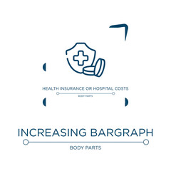 Increasing bargraph icon. Linear vector illustration from medicine and health collection. Outline increasing bargraph icon vector. Thin line symbol for use on web and mobile apps, logo, print media.