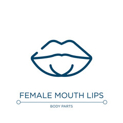 Female mouth lips icon. Linear vector illustration from dentist collection. Outline female mouth lips icon vector. Thin line symbol for use on web and mobile apps, logo, print media.