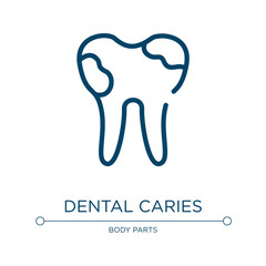 Dental caries icon. Linear vector illustration from dentist collection. Outline dental caries icon vector. Thin line symbol for use on web and mobile apps, logo, print media.