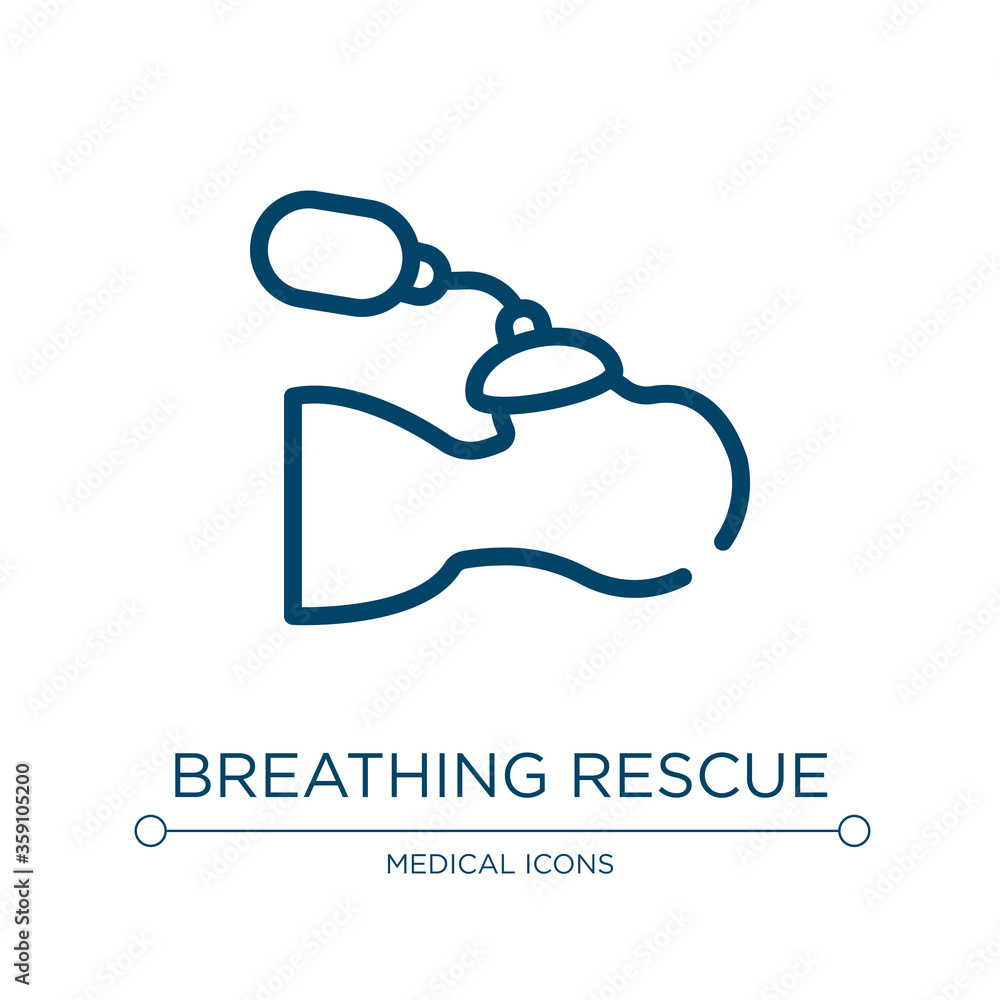 Poster breathing rescue icon. linear vector illustration from health set collection. outline breathing resc