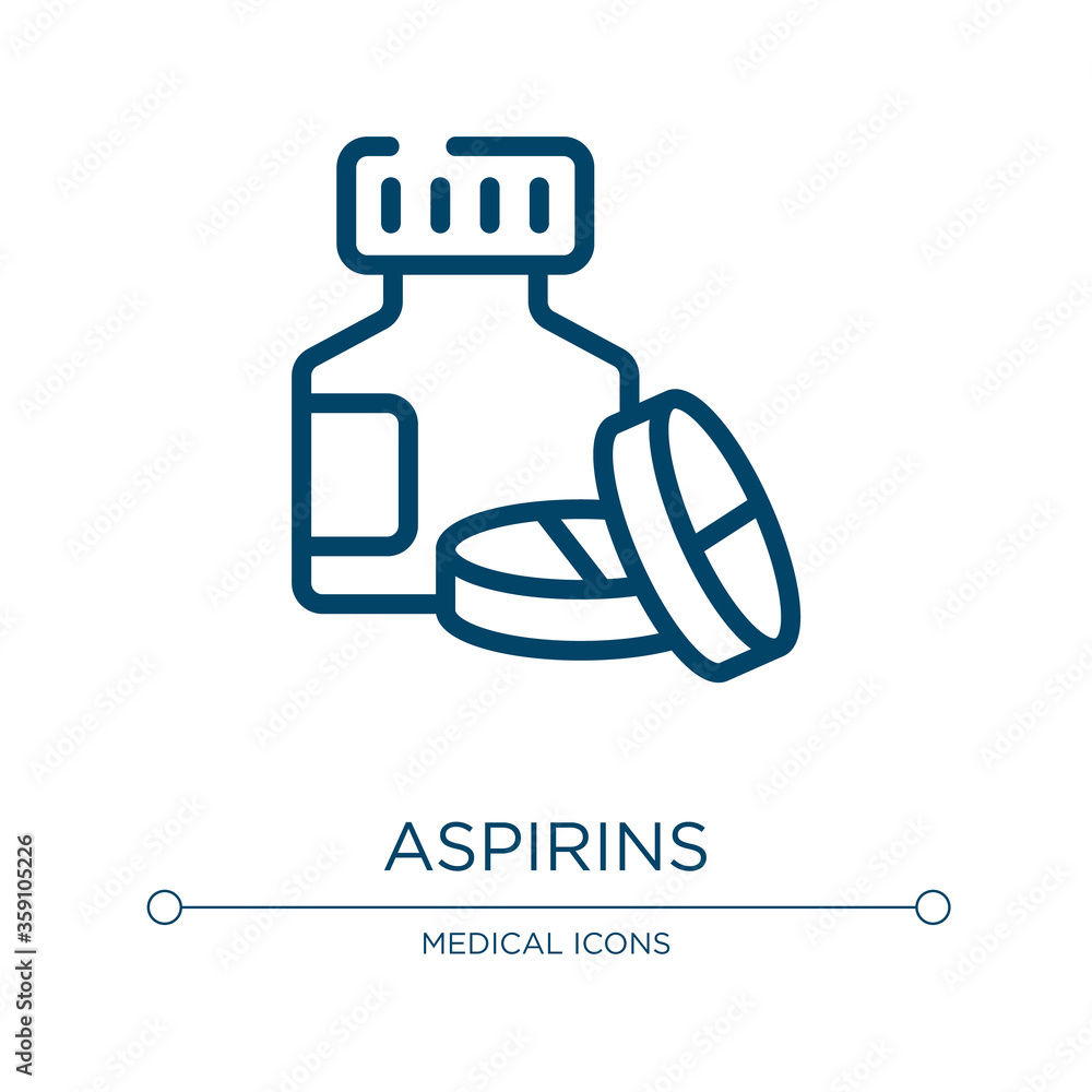 Poster aspirins icon. linear vector illustration from in the hospital collection. outline aspirins icon vec