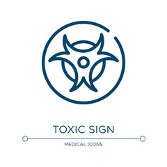 Toxic sign icon. Linear vector illustration from in the hospital collection. Outline toxic sign icon vector. Thin line symbol for use on web and mobile apps, logo, print media.