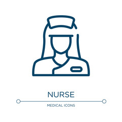 Nurse icon. Linear vector illustration from in the hospital collection. Outline nurse icon vector. Thin line symbol for use on web and mobile apps, logo, print media.