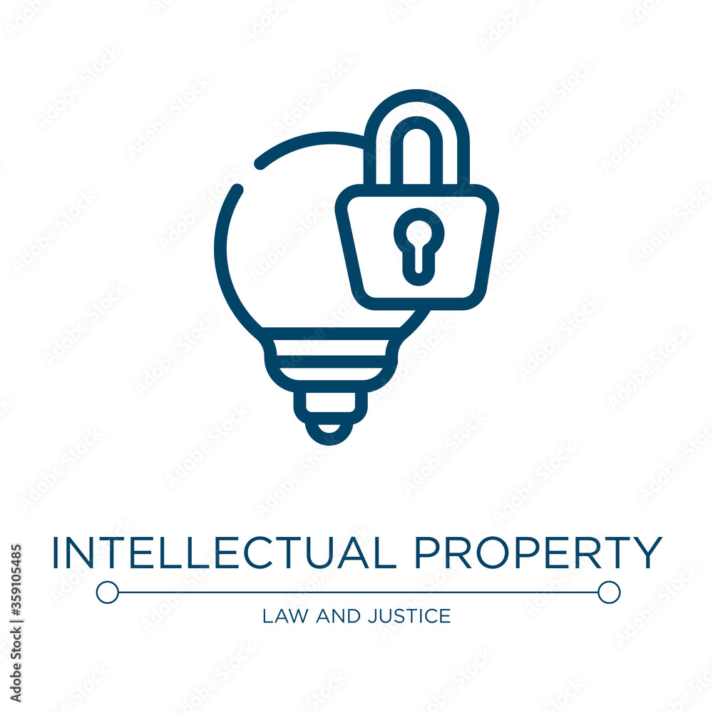 Poster intellectual property icon. linear vector illustration from law and justice collection. outline inte