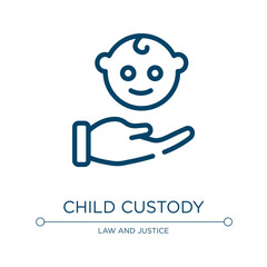 Child custody icon. Linear vector illustration from law and justice collection. Outline child custody icon vector. Thin line symbol for use on web and mobile apps, logo, print media.