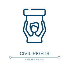 Civil rights icon. Linear vector illustration from law and justice collection. Outline civil rights icon vector. Thin line symbol for use on web and mobile apps, logo, print media.