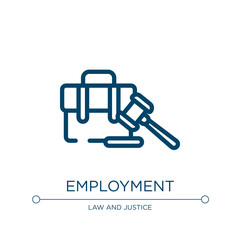 Employment icon. Linear vector illustration from law and justice collection. Outline employment icon vector. Thin line symbol for use on web and mobile apps, logo, print media.