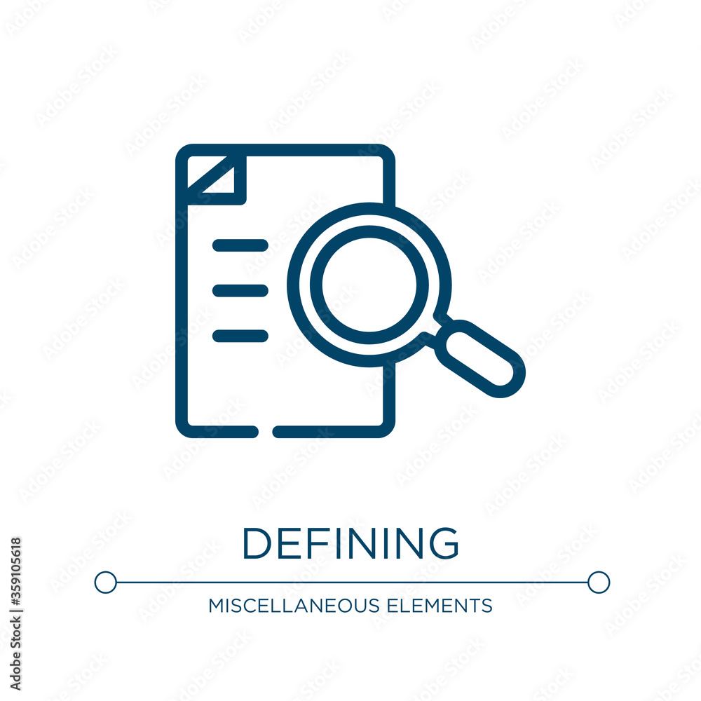 Poster defining icon. linear vector illustration from product management collection. outline defining icon 