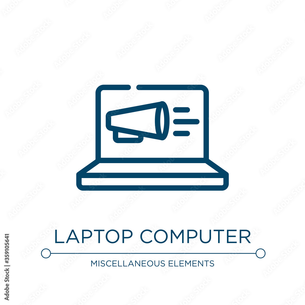 Poster laptop computer icon. linear vector illustration from advertising collection. outline laptop compute