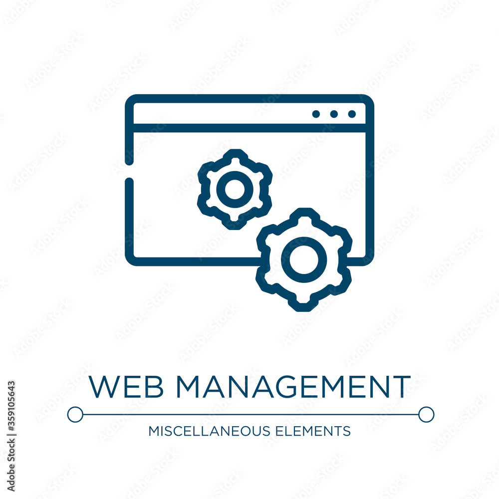 Poster web management icon. linear vector illustration from marketing strategy collection. outline web mana