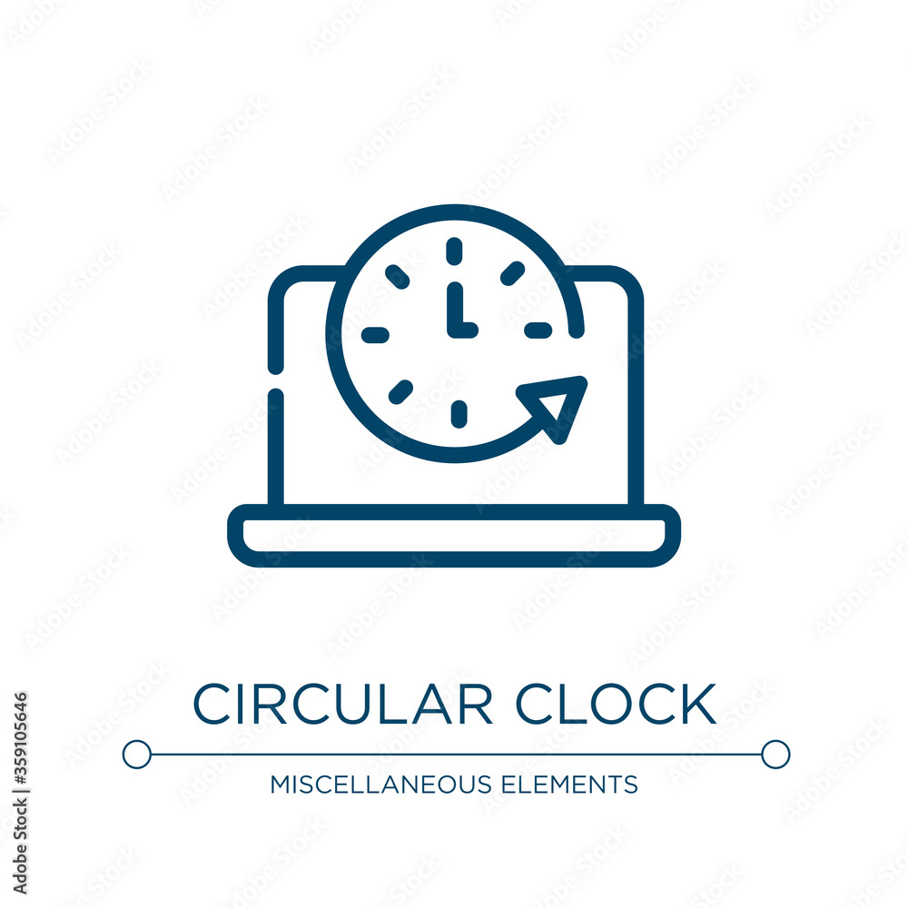 Poster circular clock icon. linear vector illustration from digital marketing collection. outline circular 