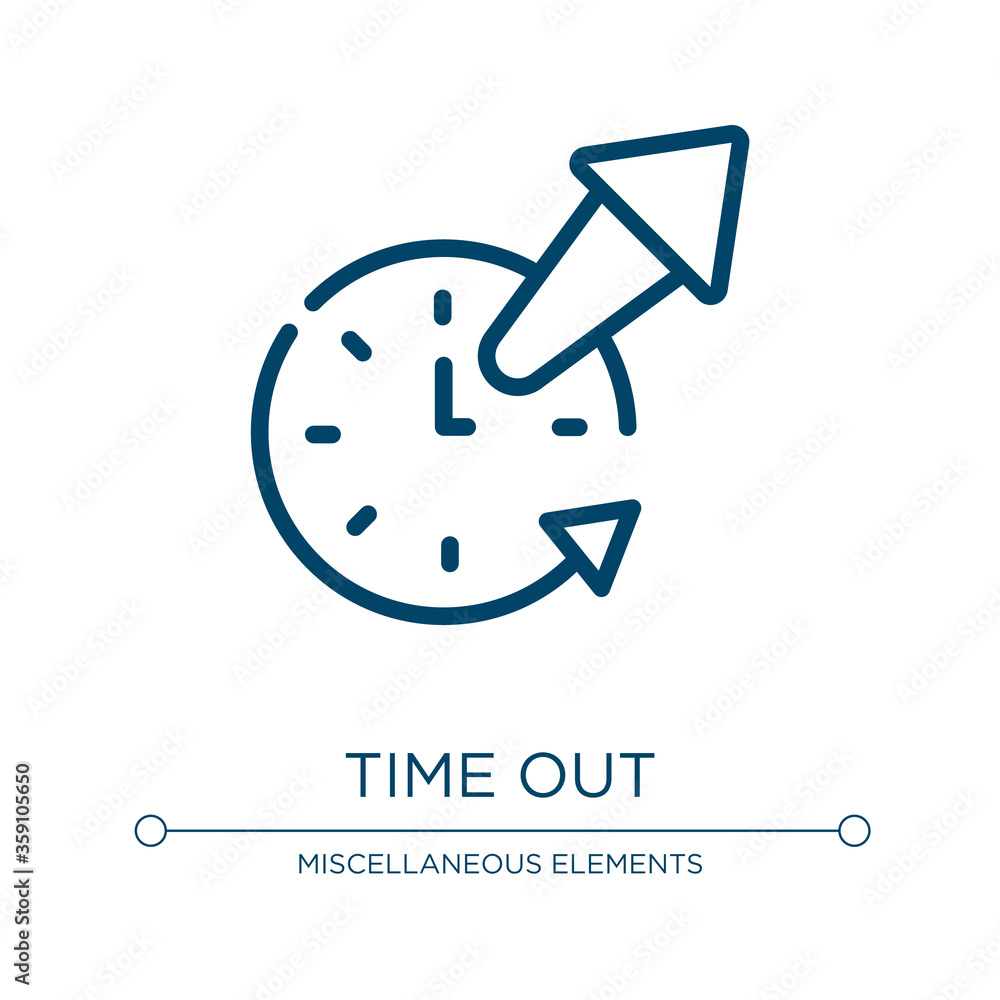 Poster time out icon. linear vector illustration from project management collection. outline time out icon 