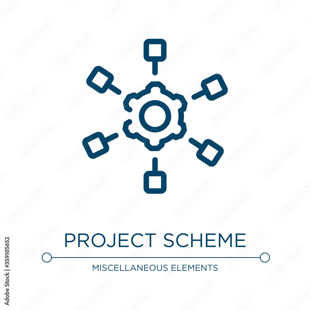 Poster Project scheme icon. Linear vector illustration from project management collection. Outline project scheme icon vector. Thin line symbol for use on web and mobile apps, logo, print media.