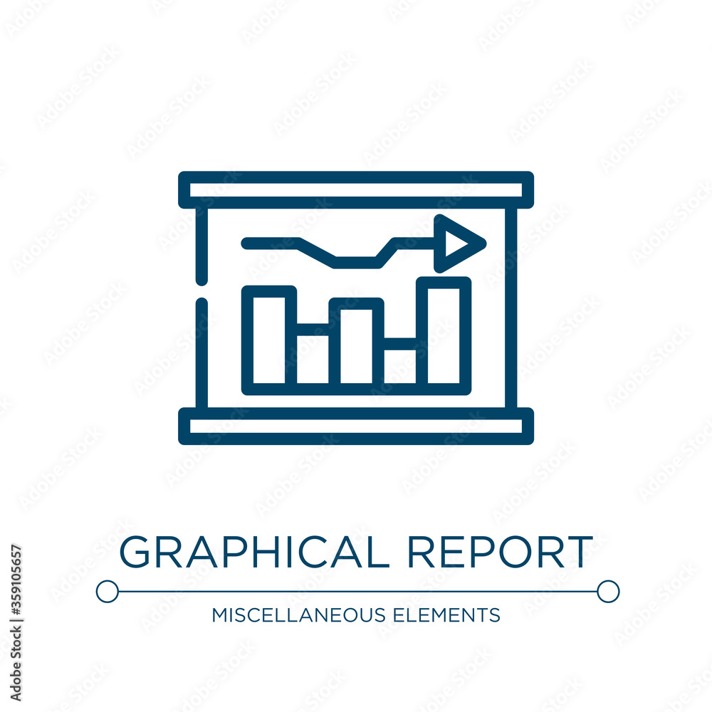 Poster Graphical report icon. Linear vector illustration from project management collection. Outline graphical report icon vector. Thin line symbol for use on web and mobile apps, logo, print media.