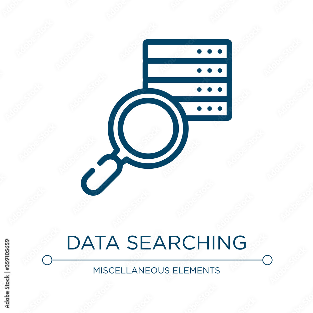 Poster data searching icon. linear vector illustration from project management collection. outline data sea