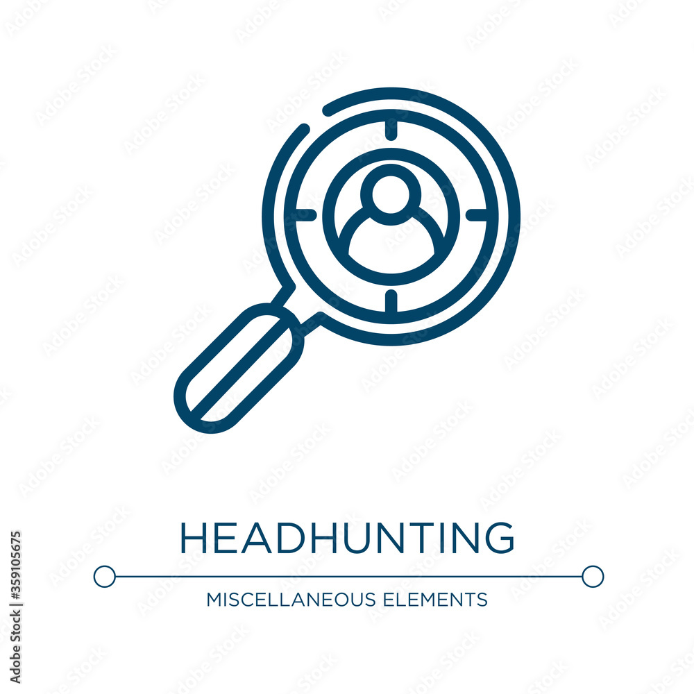 Poster headhunting icon. linear vector illustration from analytics collection. outline headhunting icon vec
