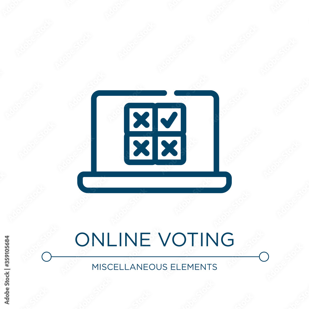 Poster online voting icon. linear vector illustration from voting collection. outline online voting icon ve