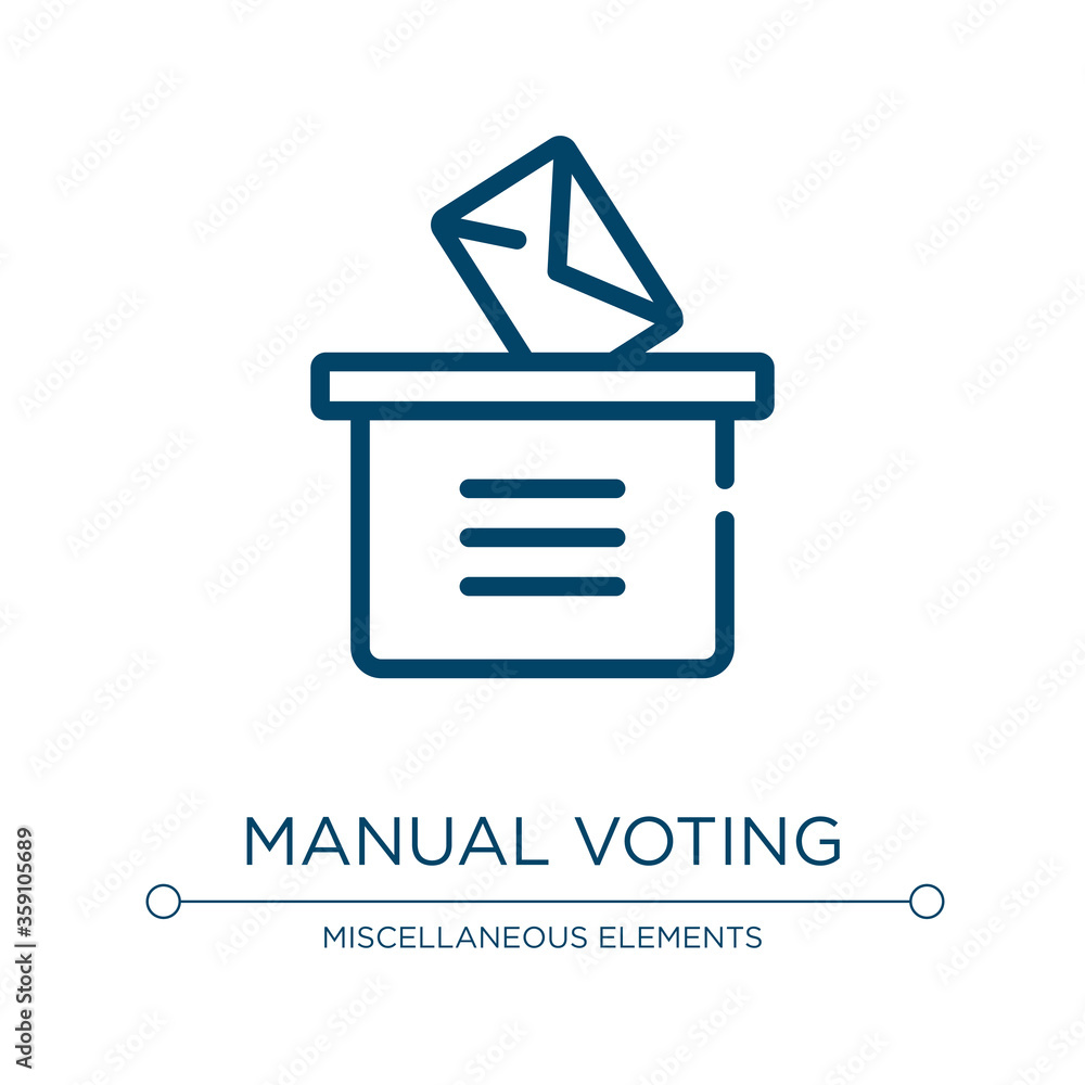 Poster manual voting icon. linear vector illustration from voting collection. outline manual voting icon ve