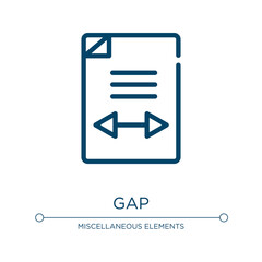 Gap icon. Linear vector illustration from product management collection. Outline gap icon vector. Thin line symbol for use on web and mobile apps, logo, print media.