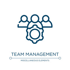 Team management icon. Linear vector illustration from project management collection. Outline team management icon vector. Thin line symbol for use on web and mobile apps, logo, print media.