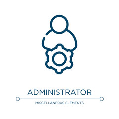 Administrator icon. Linear vector illustration from project management collection. Outline administrator icon vector. Thin line symbol for use on web and mobile apps, logo, print media.