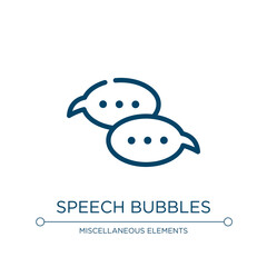 Obraz premium Speech bubbles icon. Linear vector illustration from seo and online marketing collection. Outline speech bubbles icon vector. Thin line symbol for use on web and mobile apps, logo, print media.