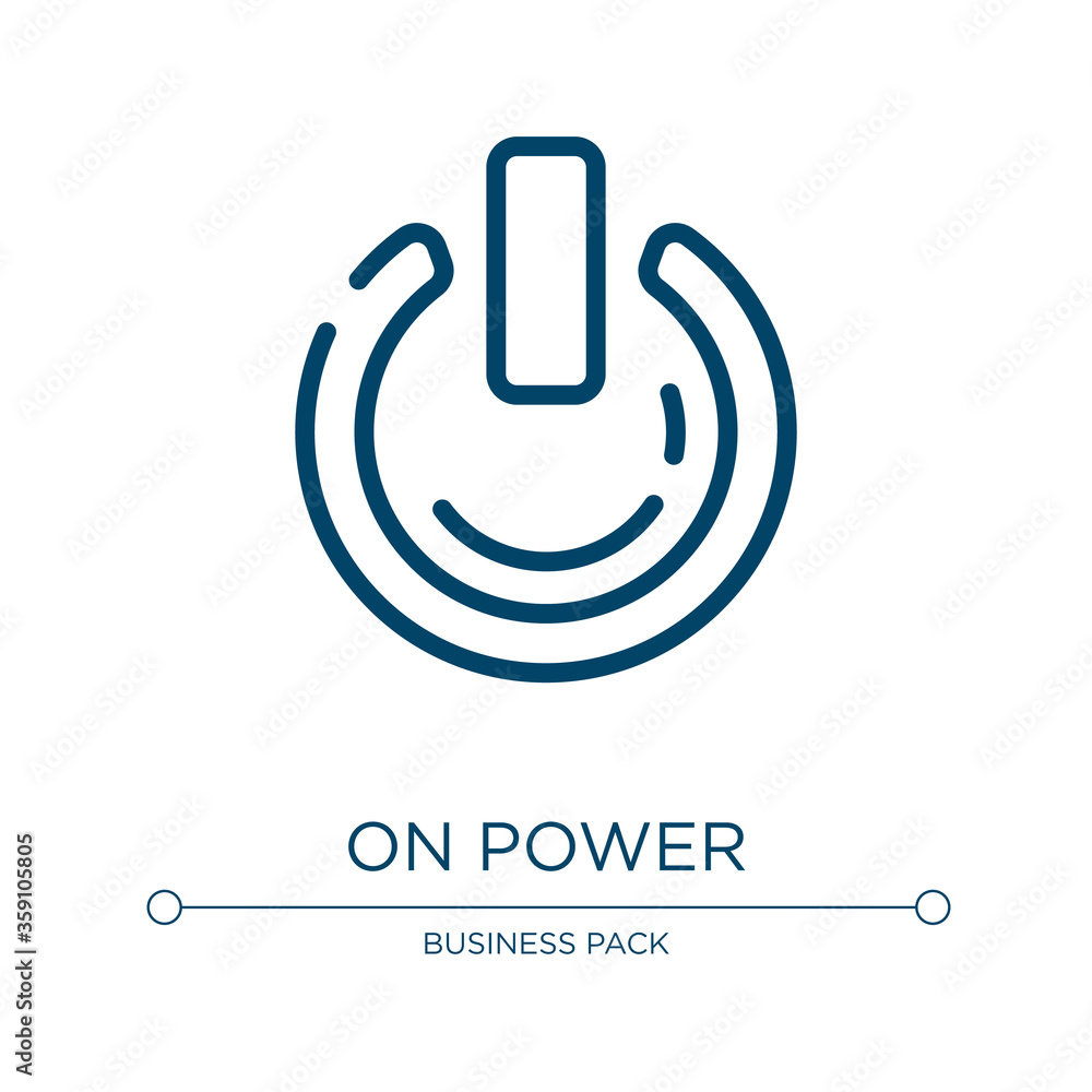 Poster on power icon. linear vector illustration from business pack collection. outline on power icon vecto