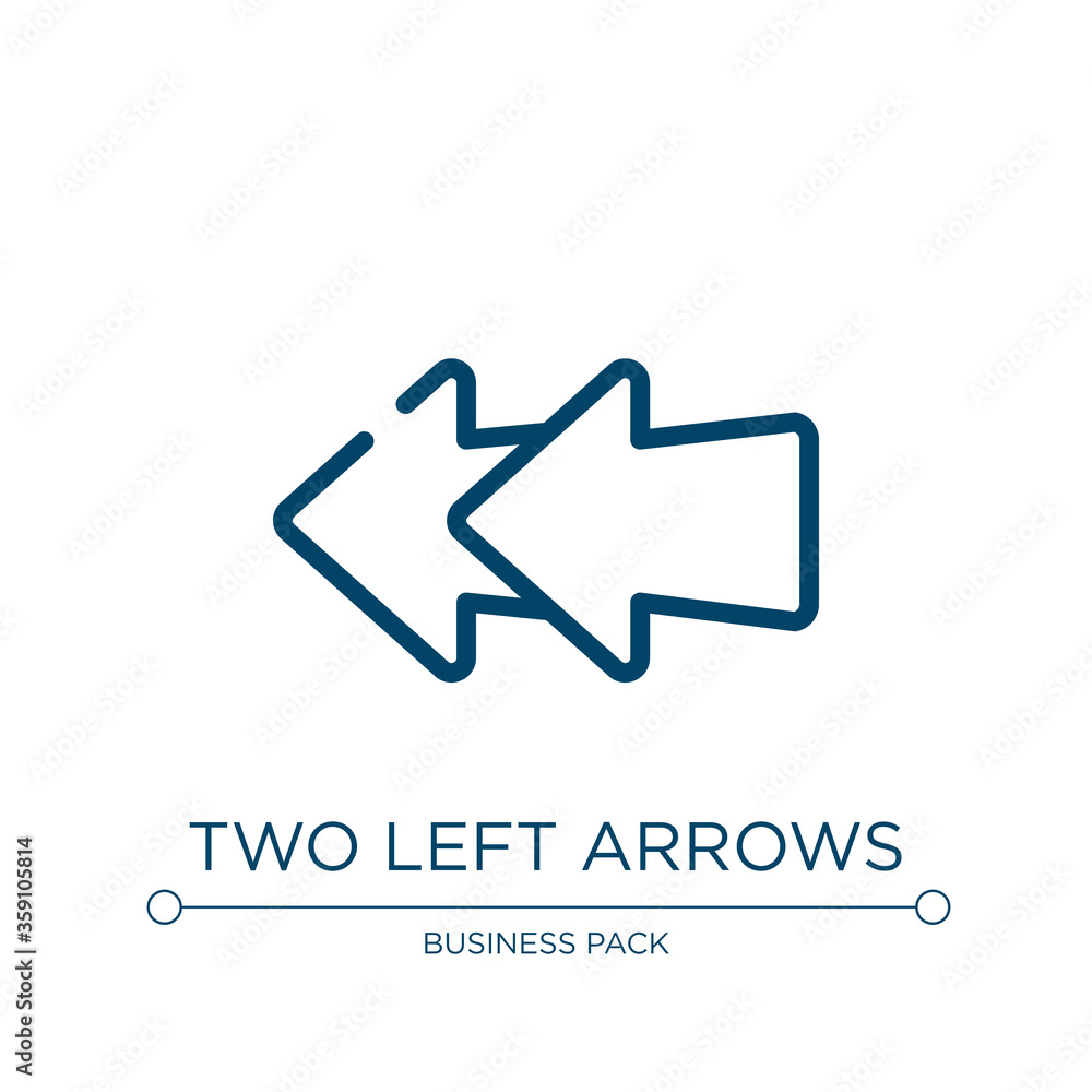 Poster two left arrows icon. linear vector illustration from business pack collection. outline two left arr