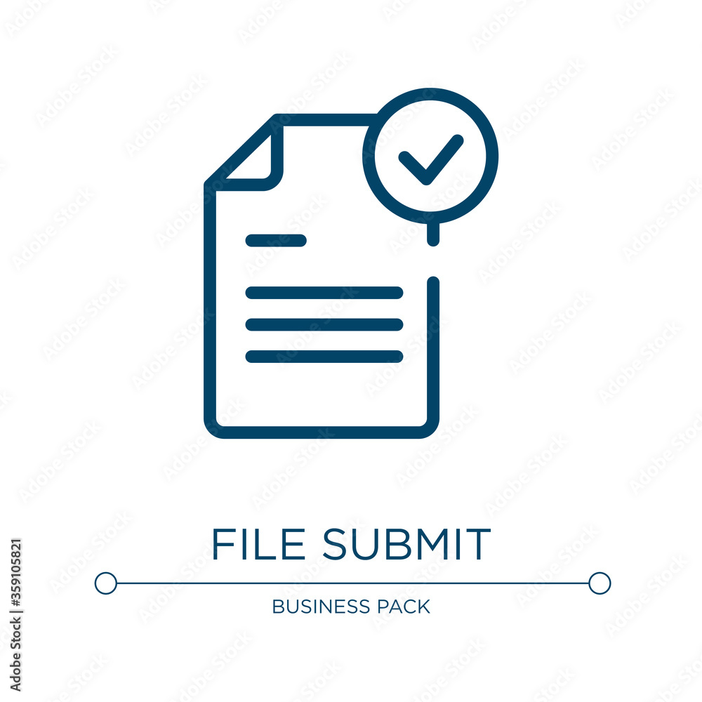 Poster file submit icon. linear vector illustration from marketing and seo collection. outline file submit 