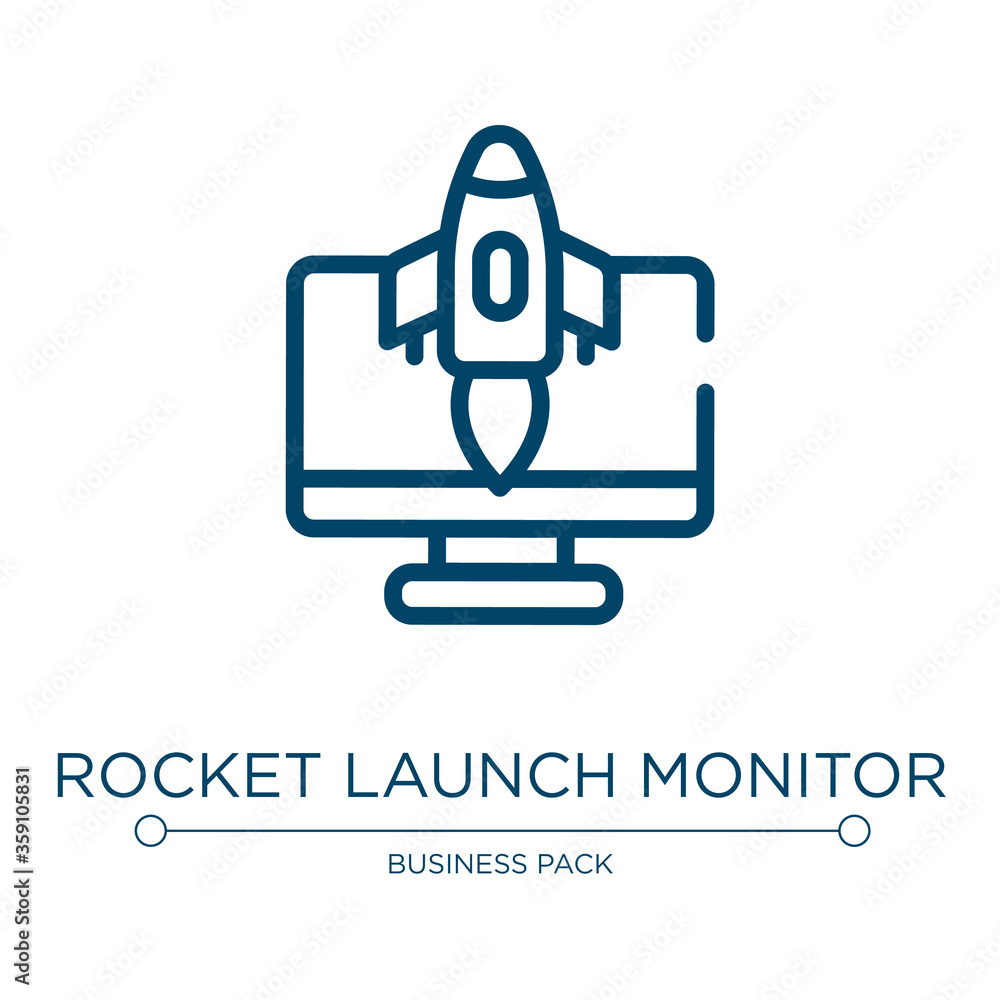Poster rocket launch monitor icon. linear vector illustration from marketing and seo collection. outline ro