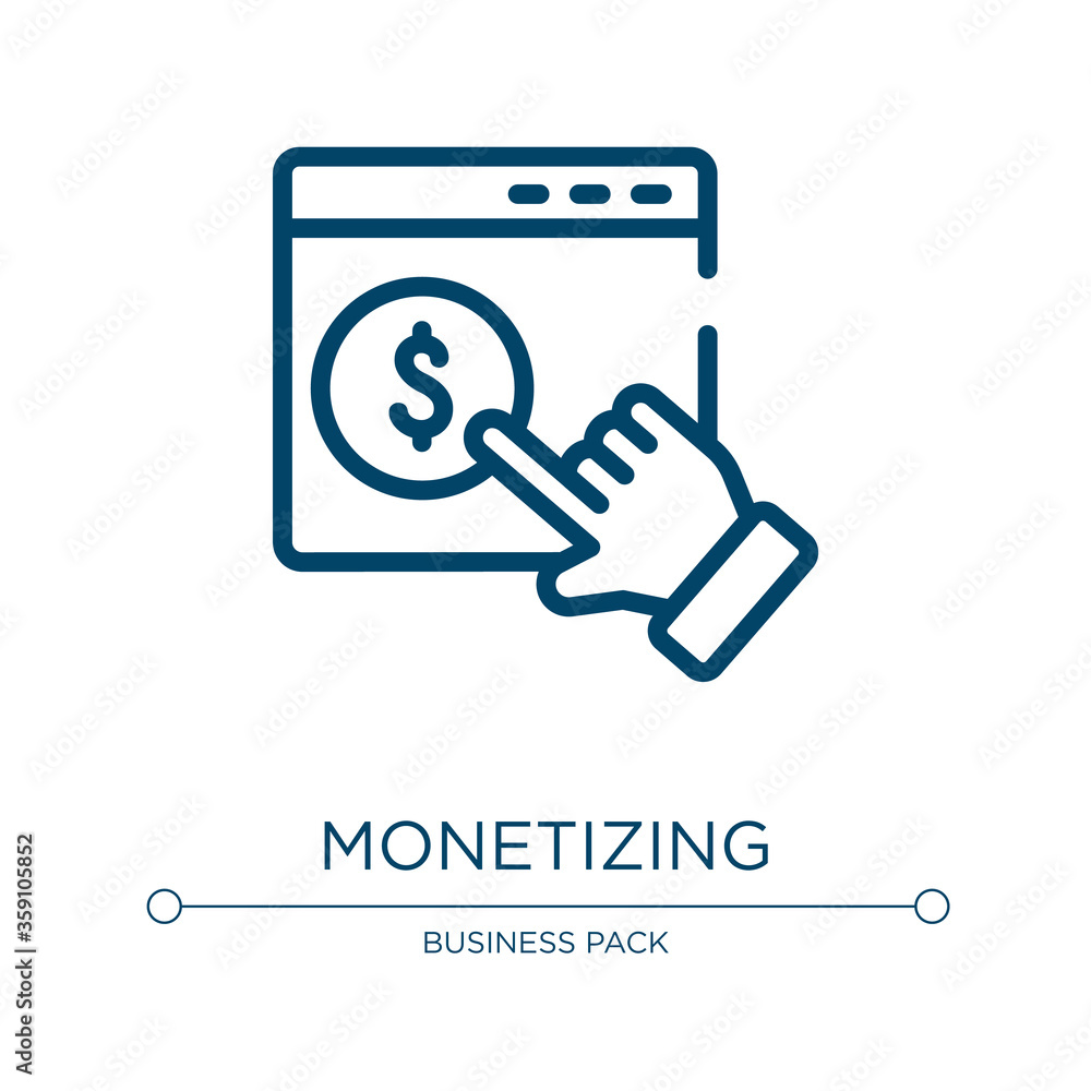 Poster monetizing icon. linear vector illustration from marketing and seo collection. outline monetizing ic