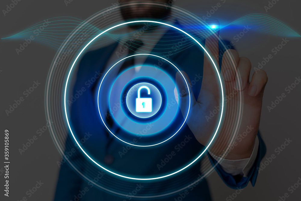 Poster graphics padlock for web data information security application system