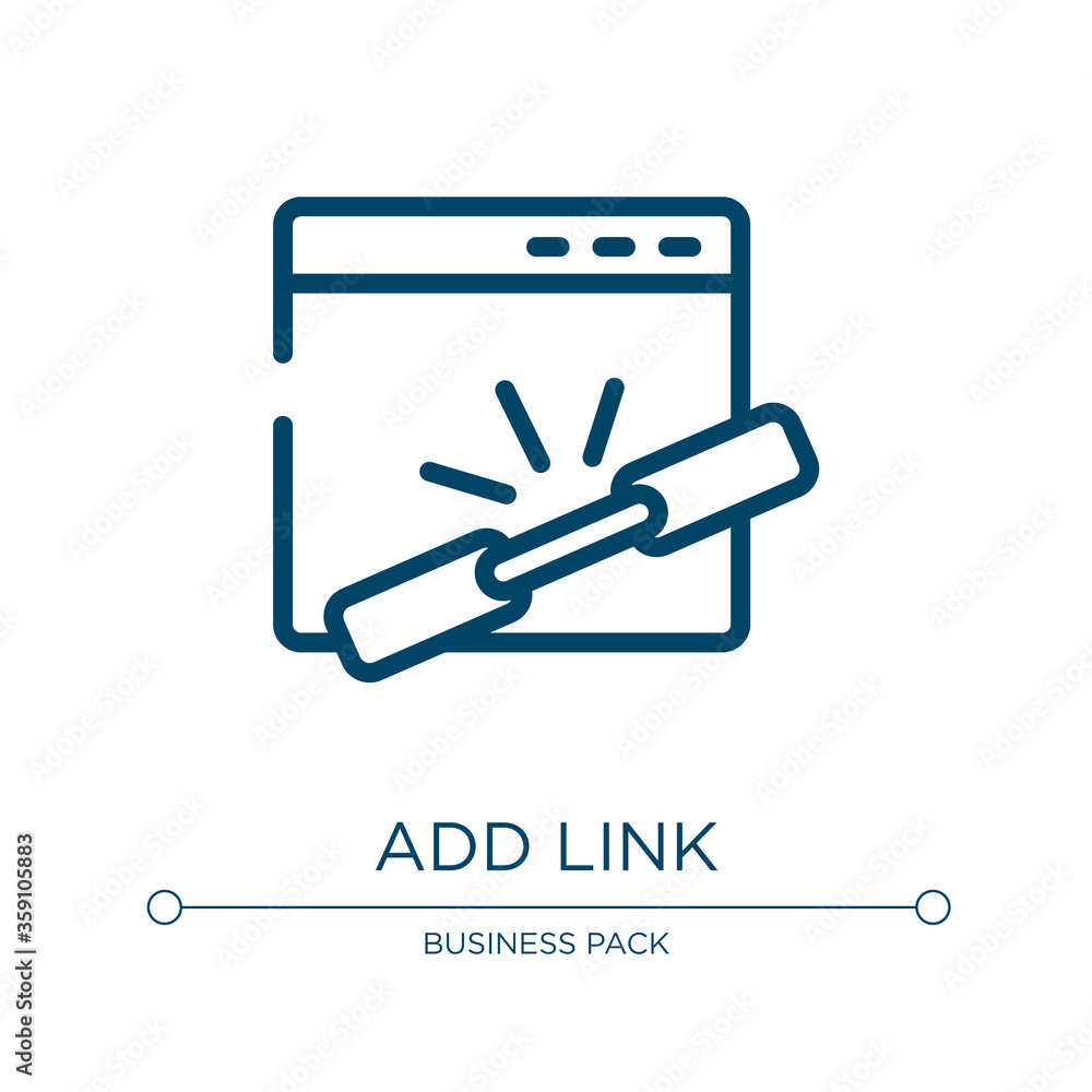 Poster add link icon. linear vector illustration from marketing and seo collection. outline add link icon v
