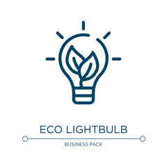Eco lightbulb icon. Linear vector illustration from business pack collection. Outline eco lightbulb icon vector. Thin line symbol for use on web and mobile apps, logo, print media.