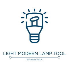 Light modern lamp tool icon. Linear vector illustration from business pack collection. Outline light modern lamp tool icon vector. Thin line symbol for use on web and mobile apps, logo, print media.