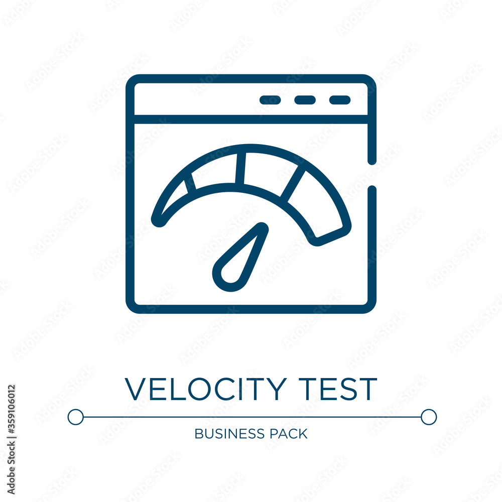 Poster velocity test icon. linear vector illustration from multimedia marketing collection. outline velocit