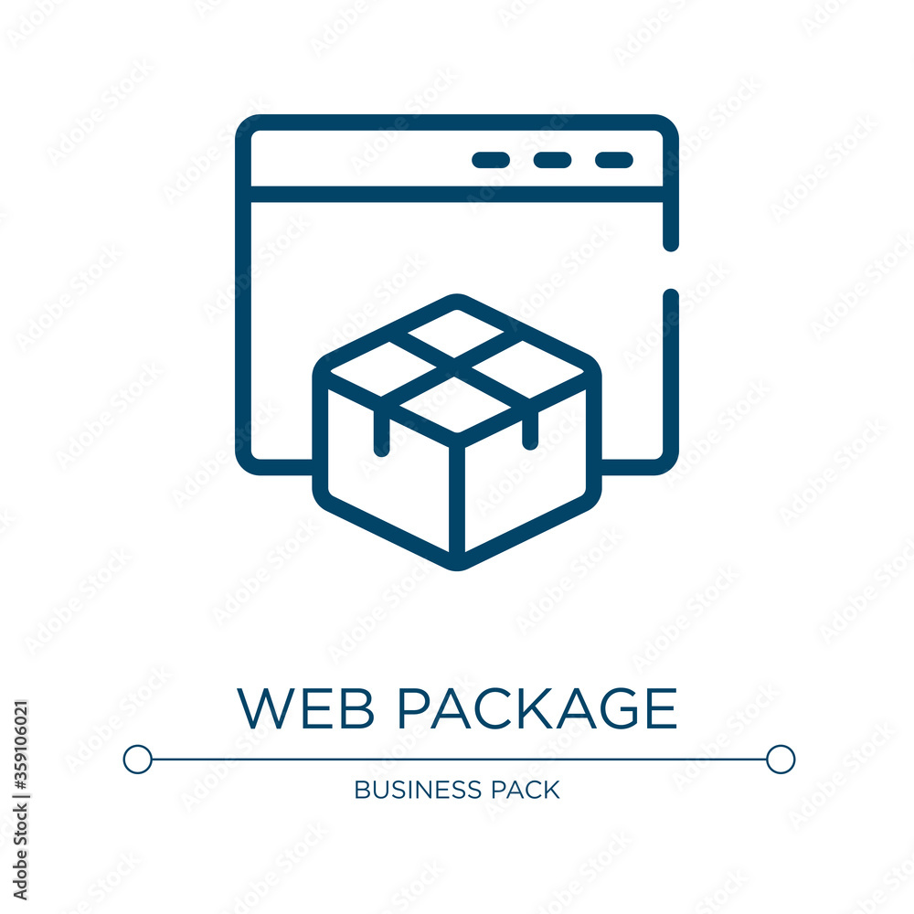 Poster web package icon. linear vector illustration from multimedia marketing collection. outline web packa
