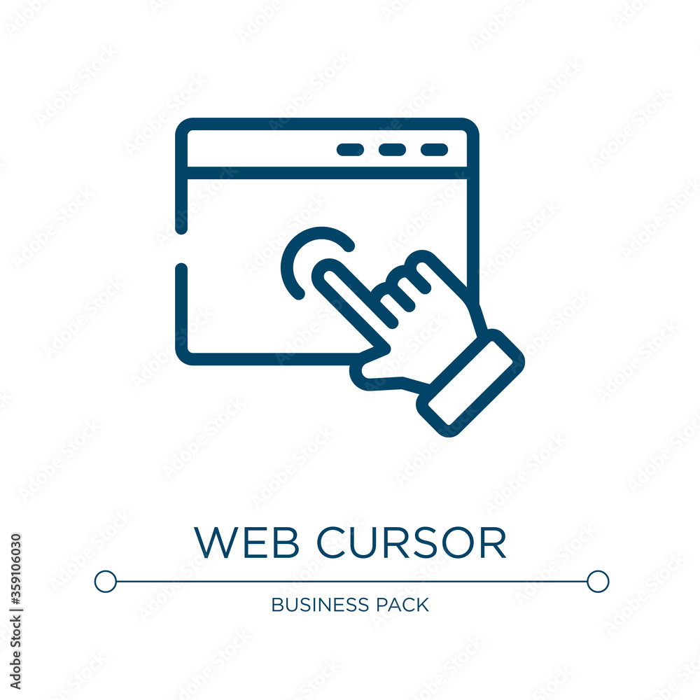 Aufkleber web cursor icon. linear vector illustration from multimedia marketing collection. outline web cursor