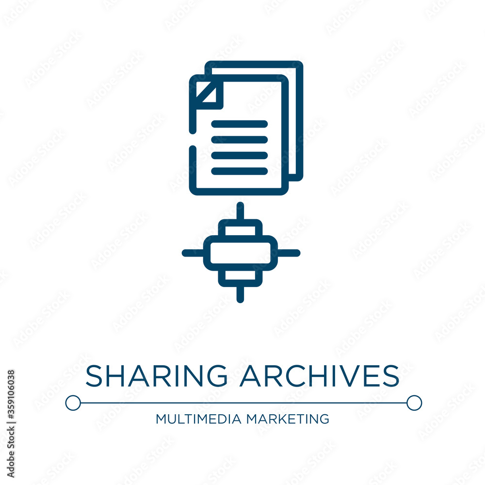 Poster sharing archives icon. linear vector illustration from seo and online marketing elements collection.