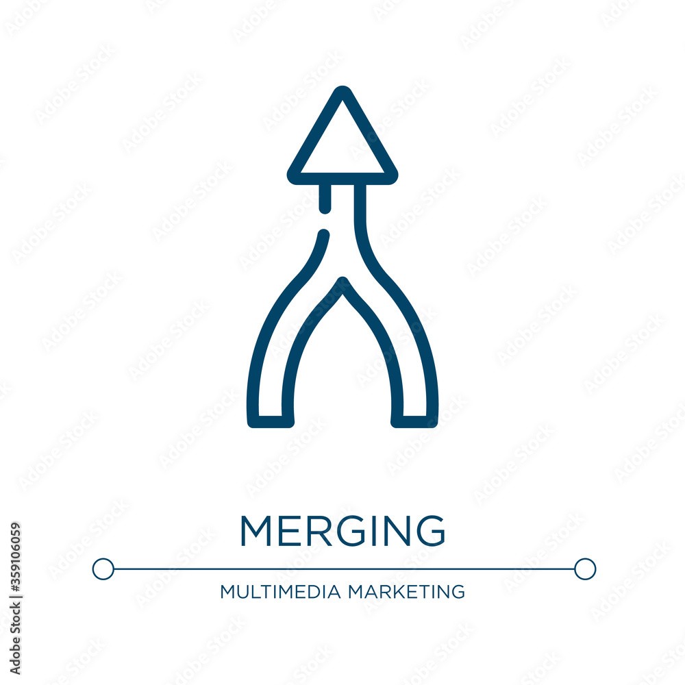 Poster merging icon. linear vector illustration from statistic collection collection. outline merging icon 