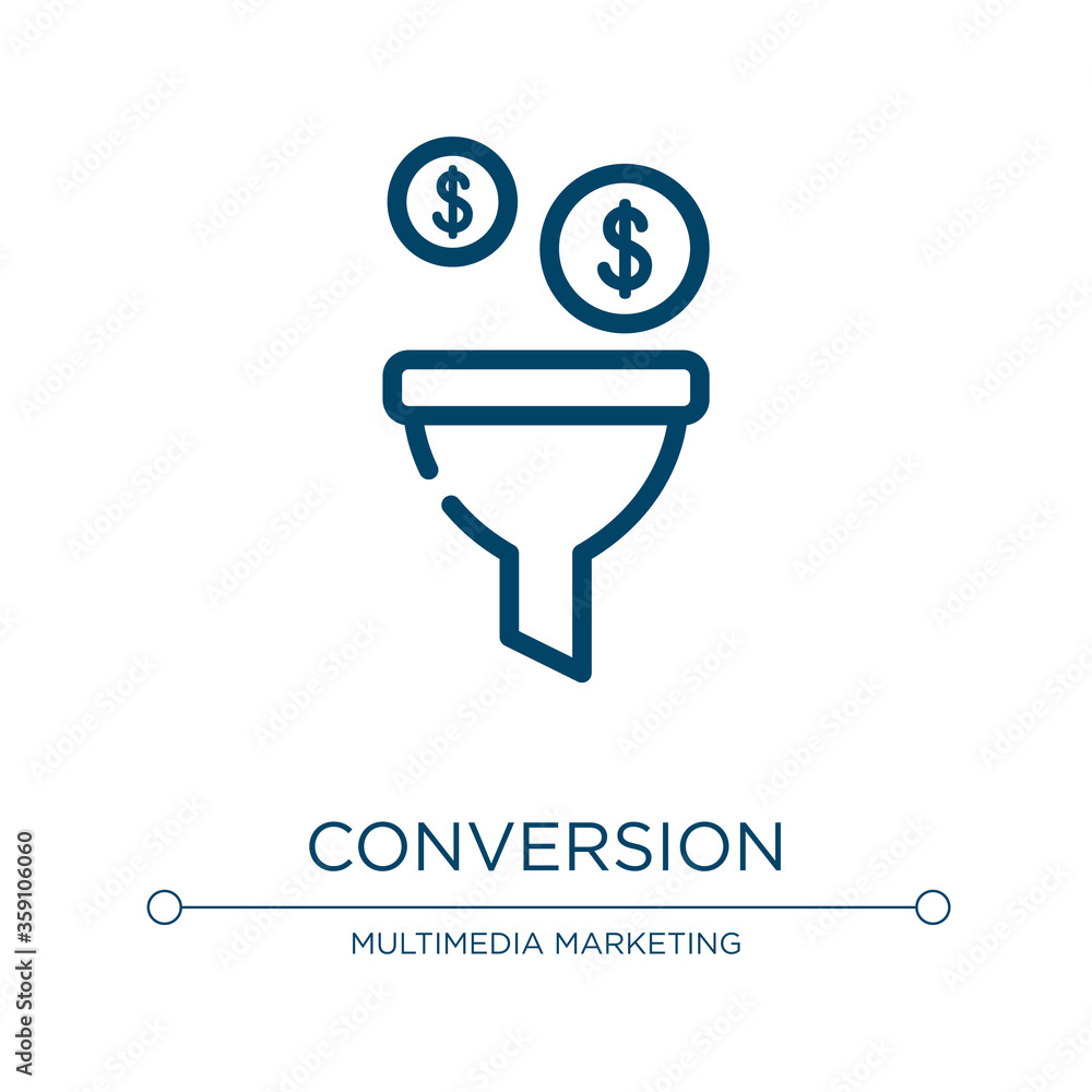 Poster conversion icon. linear vector illustration from seo and online marketing collection. outline conver