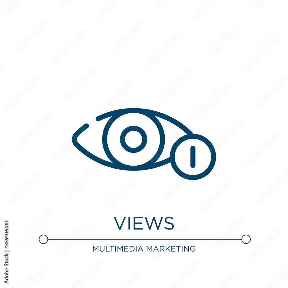 Poster views icon. linear vector illustration from seo and online marketing collection. outline views icon 