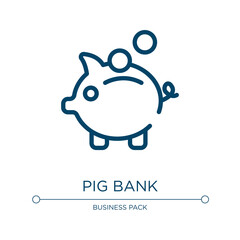 Pig bank icon. Linear vector illustration from multimedia marketing collection. Outline pig bank icon vector. Thin line symbol for use on web and mobile apps, logo, print media.