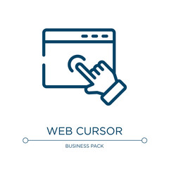 Obraz premium Web cursor icon. Linear vector illustration from multimedia marketing collection. Outline web cursor icon vector. Thin line symbol for use on web and mobile apps, logo, print media.